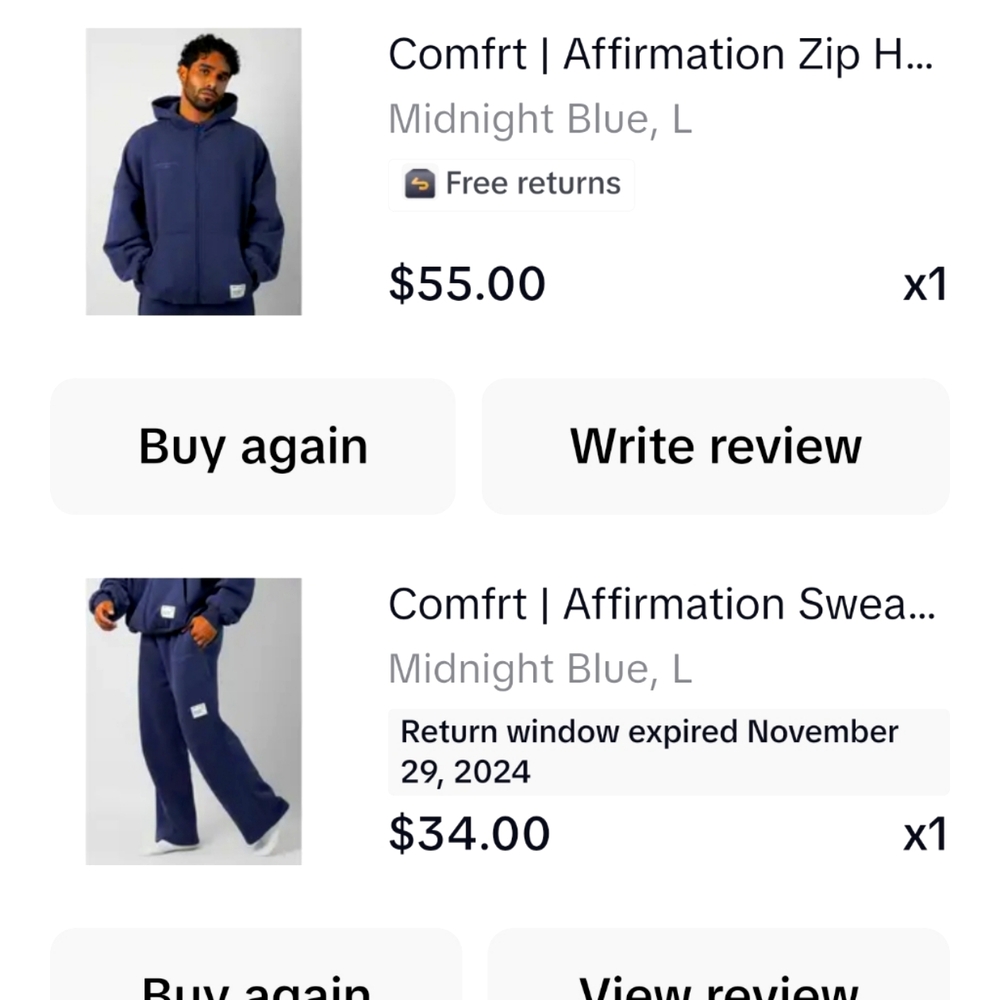 Comfrt Sweat Set size Large